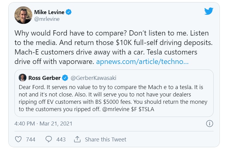 Форд тролить Теслу, просуваючи свій електричний Mustang